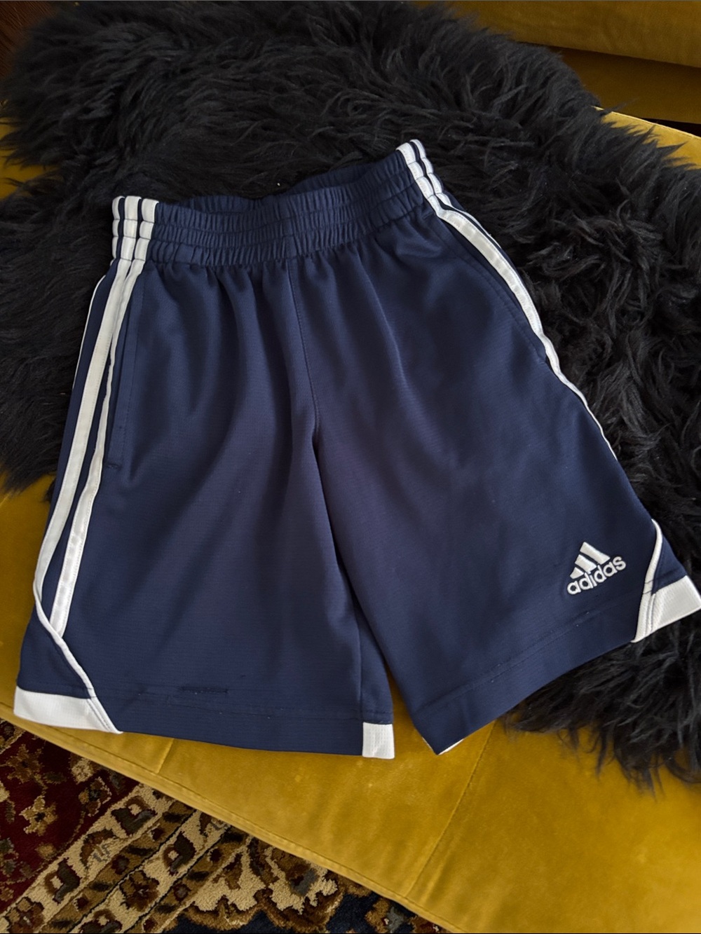 Boys Adidas Navy Blue Athletic Soccer Shorts S 8 10